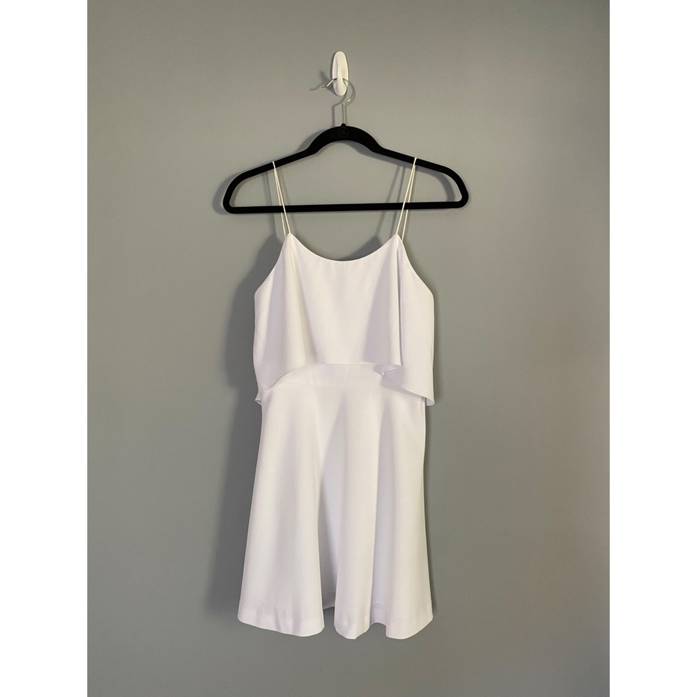 Alice + Olivia | white Kipp layered ruffle short dress